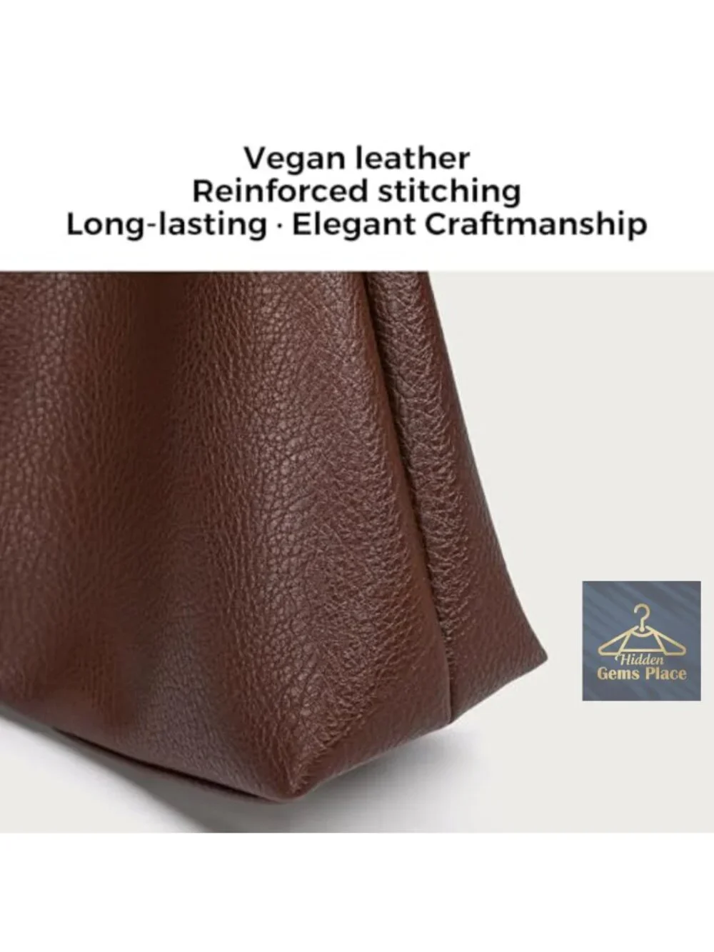 Vegan Leather Slouchy Hobo Bag with Zip Pouch and Key Leash